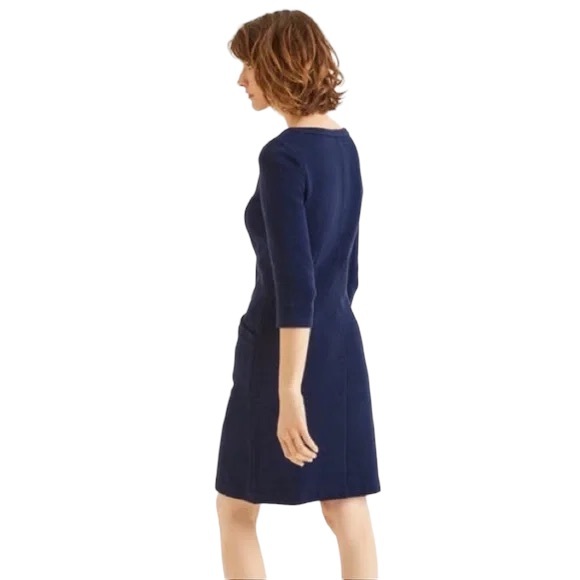 BODEN Jasmine Ottoman Ponte Long Sleeve Dress in navy - Picture 3 of 12